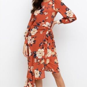 Yumi Kim Asymmetrical Dress in Orange Floral
